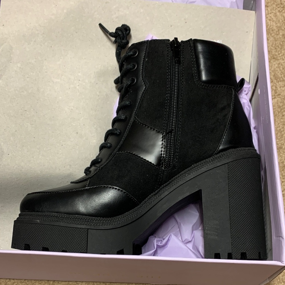 Madden Girl Black Combat Boots
